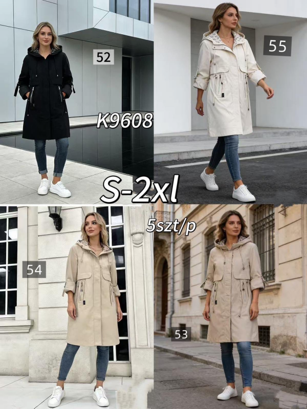 Kurtki damskie cienki Roz S-2XL, 1 Kolor .Paczka 5 szt